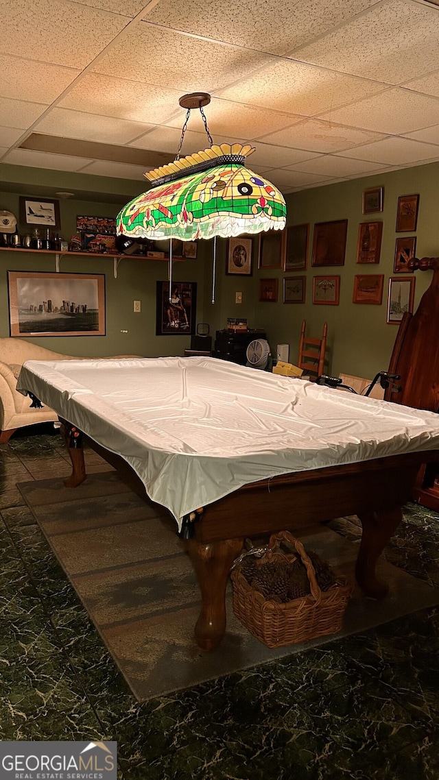 5904 Clairmont Way, Powder Springs, GA 30127 - game room with pool table and a drop ceiling