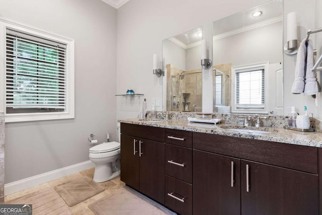 1903 Anjaco Rd NW Unit 5, Atlanta, GA 30309 - full bath featuring ornamental molding, double vanity, and a shower stall