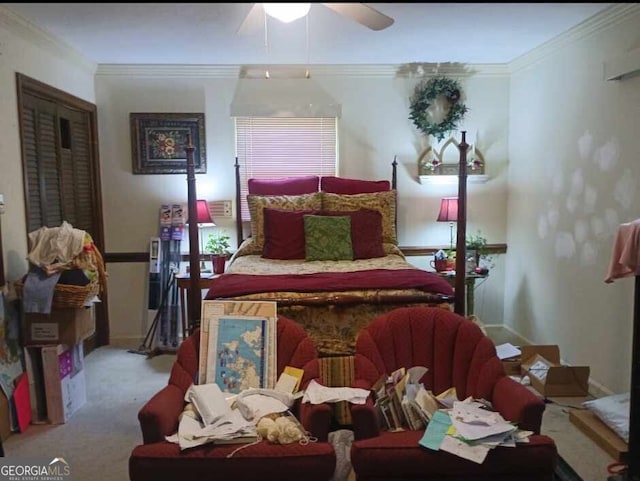 1806 Dawson Rd, Albany, GA 31707 - carpeted bedroom featuring crown molding and ceiling fan