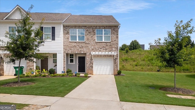 161 Swindon Dr, Mcdonough, GA 30253 - view of front of property featuring concrete driveway, a front lawn, brick siding, and a garage