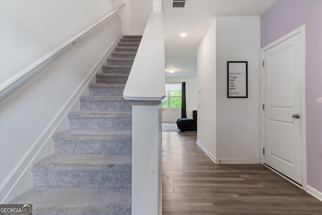161 Swindon Dr, Mcdonough, GA 30253 - stairway featuring wood finished floors and recessed lighting