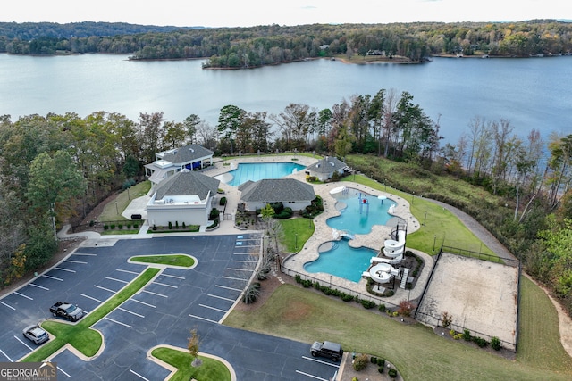 3095 Chattahoochee Trce, Gainesville, GA 30506 - drone / aerial view of a pool area and a large body of water