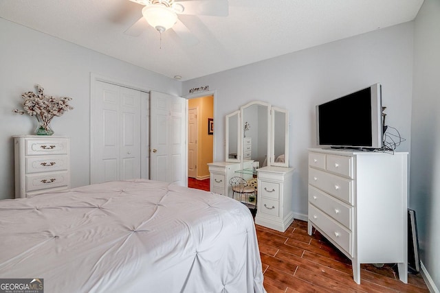 148 Fire Thorn, Pooler, GA 31322 - bedroom with wood finished floors, a closet, and a ceiling fan