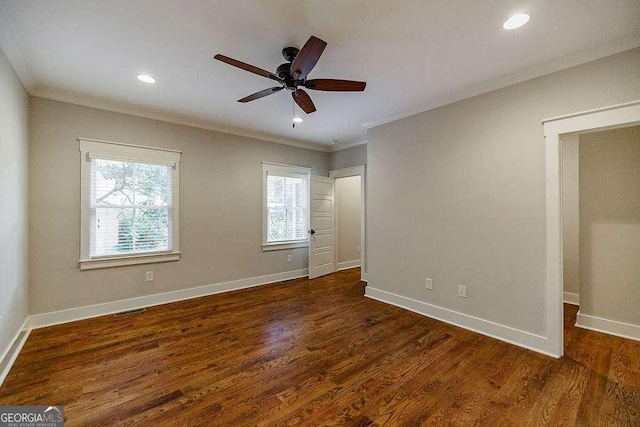 175 Pinecrest Ct, Athens, GA 30605 - unfurnished bedroom with ornamental molding, wood finished floors, recessed lighting, and ceiling fan
