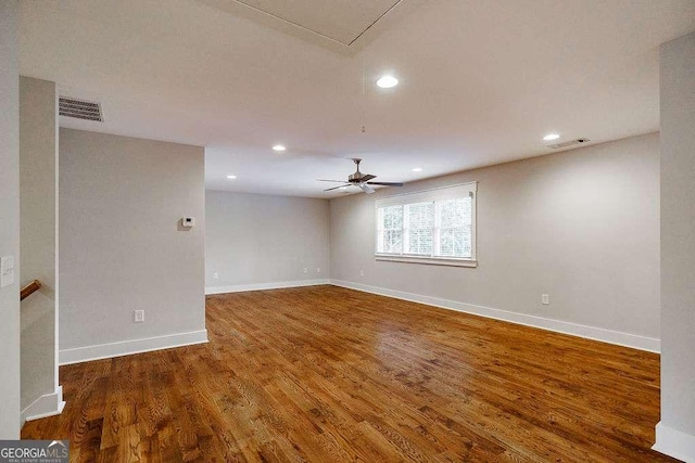 175 Pinecrest Ct, Athens, GA 30605 - empty room with wood finished floors, attic access, recessed lighting, and ceiling fan