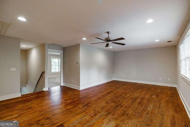 175 Pinecrest Ct, Athens, GA 30605 - empty room featuring wood finished floors, recessed lighting, ceiling fan, and plenty of natural light