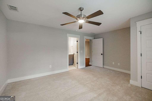 175 Pinecrest Ct, Athens, GA 30605 - unfurnished bedroom with light colored carpet, connected bathroom, and ceiling fan