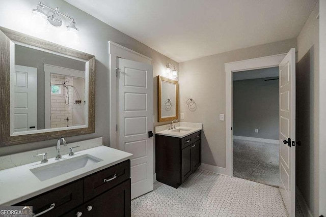 175 Pinecrest Ct, Athens, GA 30605 - bathroom with two vanities and tiled shower