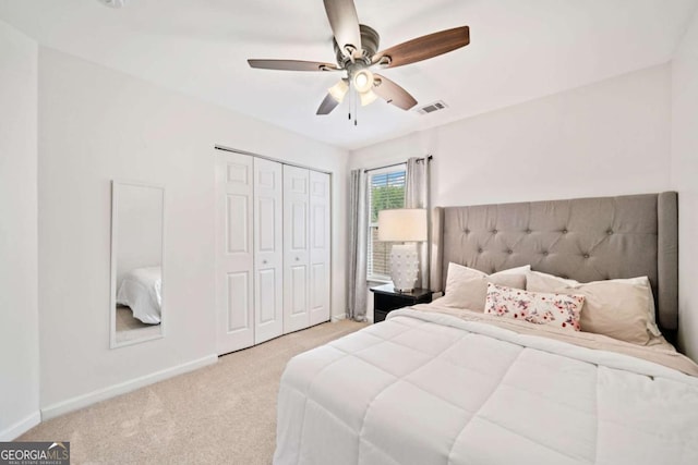 1825 Millstone Ct, Alpharetta, GA 30004 - carpeted bedroom featuring a closet and a ceiling fan