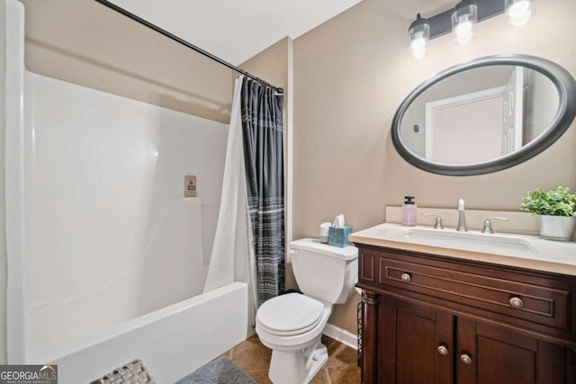 1825 Millstone Ct, Alpharetta, GA 30004 - bathroom with vanity, shower / tub combo, and tile patterned flooring
