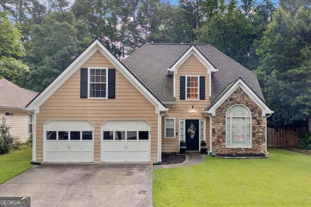 1825 Millstone Ct, Alpharetta, GA 30004 - traditional-style house featuring concrete driveway, stone siding, and a shingled roof