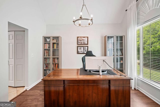 1825 Millstone Ct, Alpharetta, GA 30004 - office space with a chandelier and dark wood-style flooring