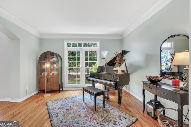 100 Castlebrook Chase, Tyrone, GA 30290 - living area with arched walkways, crown molding, and light wood-style floors