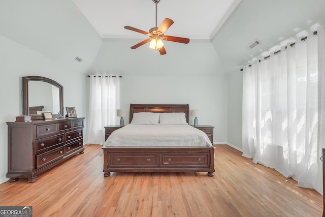 100 Castlebrook Chase, Tyrone, GA 30290 - bedroom with light wood-style flooring, high vaulted ceiling, a ceiling fan, and crown molding