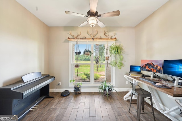 357 Old Driver Rd, Whitesburg, GA 30185 - office space featuring ceiling fan and wood finished floors