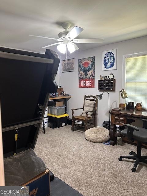 1408 Main St, Perry, GA 31069 - carpeted home office with a ceiling fan