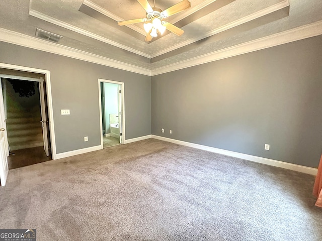 101 Riverchest Dr, Lagrange, GA 30240 - unfurnished bedroom with a tray ceiling, carpet flooring, ornamental molding, and ensuite bathroom