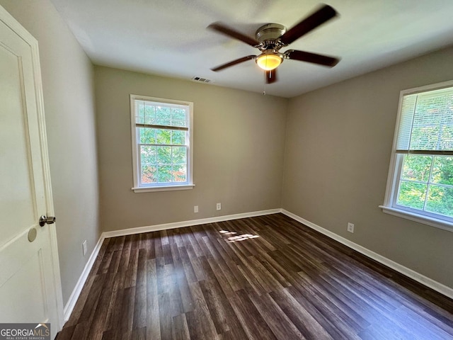 1930 Northbrook Ave, Macon, GA 31201 - unfurnished room featuring plenty of natural light, dark wood-style floors, and a ceiling fan