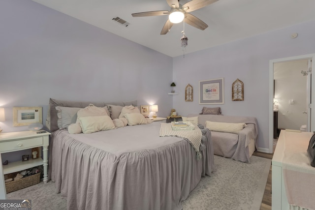 259 Coweta St, Senoia, GA 30276 - bedroom with ceiling fan and light wood-type flooring