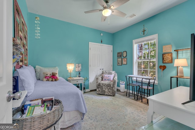 259 Coweta St, Senoia, GA 30276 - bedroom featuring a closet and a ceiling fan