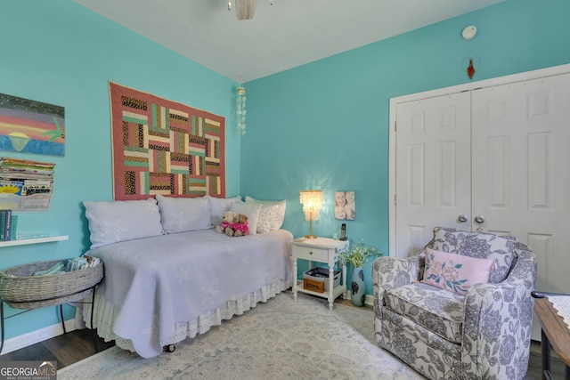 259 Coweta St, Senoia, GA 30276 - bedroom with a closet and a ceiling fan