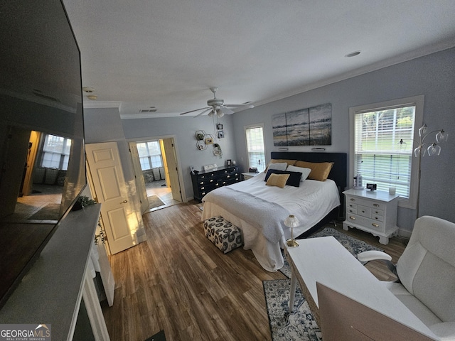 200 Chaparral Trce, Tyrone, GA 30290 - bedroom with wood finished floors, crown molding, and a ceiling fan