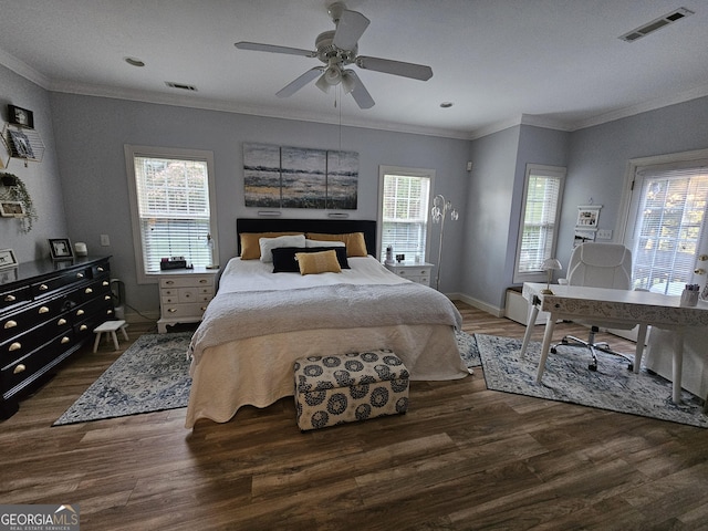 200 Chaparral Trce, Tyrone, GA 30290 - bedroom with wood finished floors, crown molding, ceiling fan, and a desk