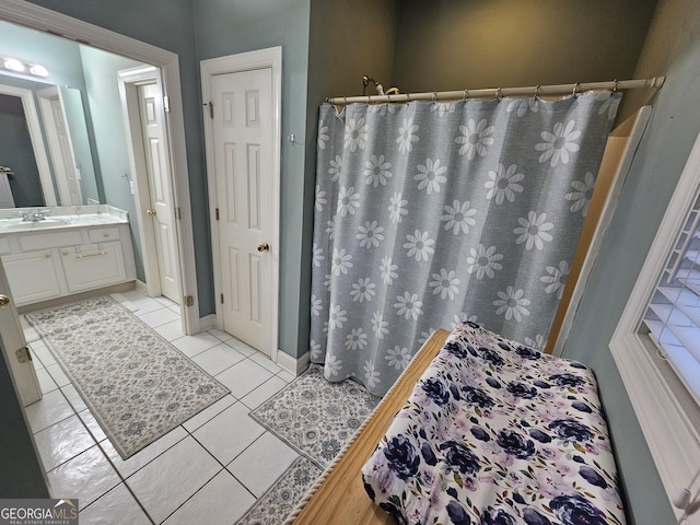 200 Chaparral Trce, Tyrone, GA 30290 - bathroom with vanity, tile patterned floors, and a shower with shower curtain