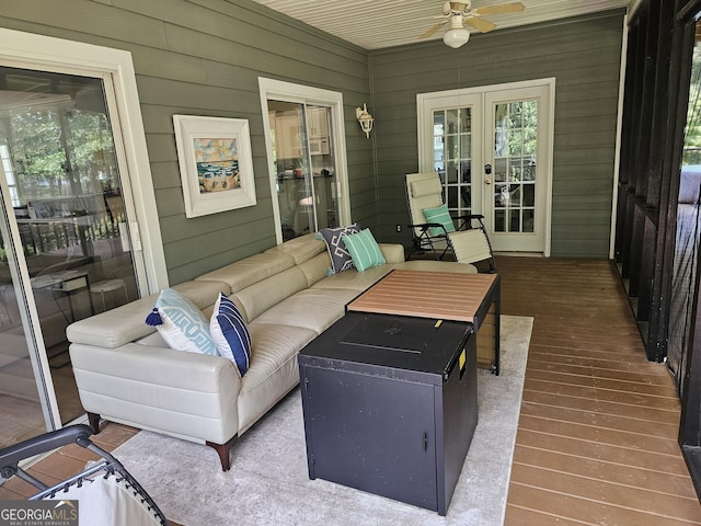 200 Chaparral Trce, Tyrone, GA 30290 - sunroom with french doors, ceiling fan, and healthy amount of natural light
