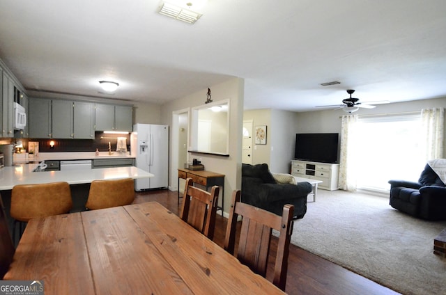 68 Archie Ln, Pine Mountain, GA 31822 - dining room with ceiling fan and dark wood-type flooring