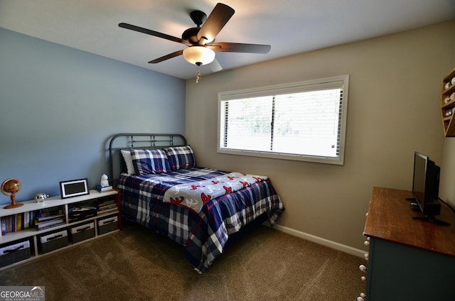 68 Archie Ln, Pine Mountain, GA 31822 - bedroom featuring dark carpet and a ceiling fan