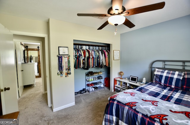 68 Archie Ln, Pine Mountain, GA 31822 - carpeted bedroom featuring a closet and ceiling fan