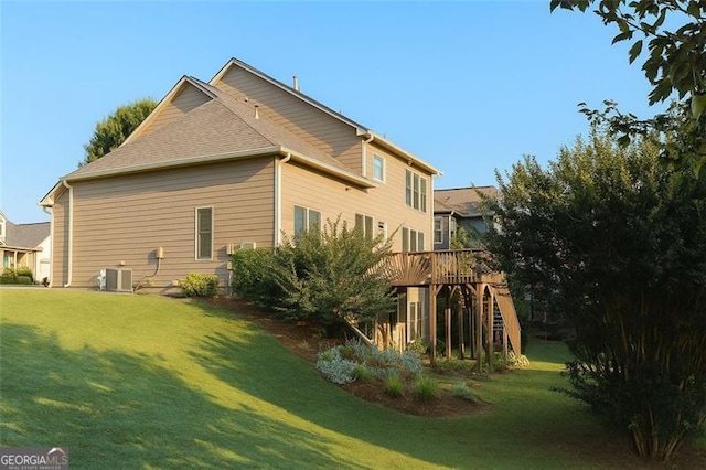 730 Midway, Canton, GA 30114 - view of side of property featuring a deck, a lawn, and stairway