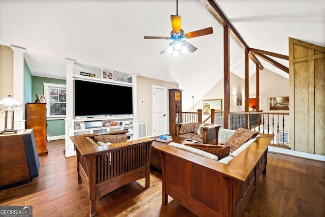 1043 Deer Run Rdg, Jasper, GA 30143 - living area with ceiling fan and wood finished floors