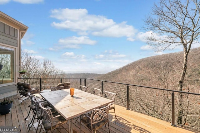 1043 Deer Run Rdg, Jasper, GA 30143 - wooden terrace with outdoor dining area and a mountain view