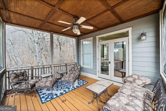 1043 Deer Run Rdg, Jasper, GA 30143 - sunroom featuring french doors and ceiling fan