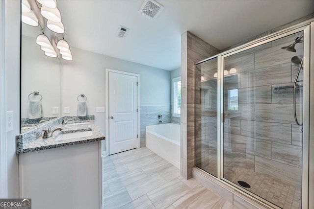 93 Oakdale Way, Temple, GA 30179 - full bath featuring a bath, a stall shower, and double vanity