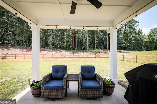 93 Oakdale Way, Temple, GA 30179 - view of patio featuring a ceiling fan and a grill