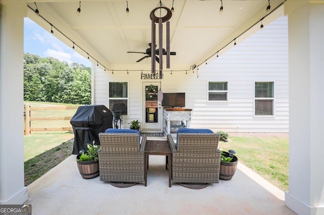 93 Oakdale Way, Temple, GA 30179 - view of patio with a ceiling fan and a grill