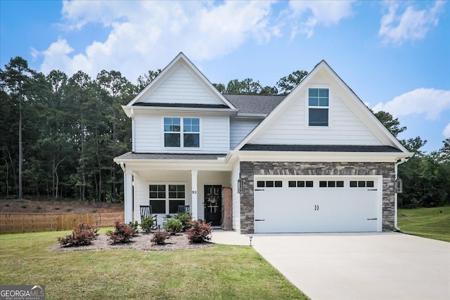 93 Oakdale Way, Temple, GA 30179 - view of front of property featuring a porch, driveway, a garage, and roof with shingles