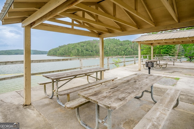 12 Scott Dr, Ellijay, GA 30540 - view of patio with a gazebo, a water view, and a view of trees