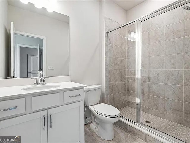 8415 Halford Way, Ball Ground, GA 30107 - bathroom with vanity, a stall shower, and tile patterned floors