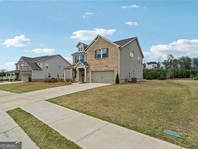 8415 Halford Way, Ball Ground, GA 30107 - view of front of home featuring driveway, brick siding, an attached garage, and a front yard