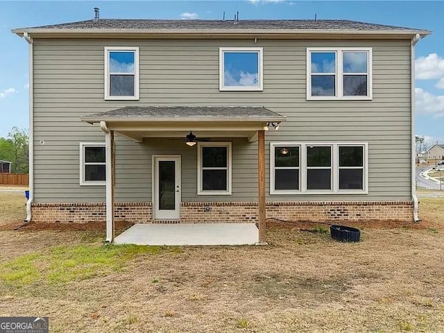 8415 Halford Way, Ball Ground, GA 30107 - rear view of property featuring a patio, ceiling fan, and brick siding
