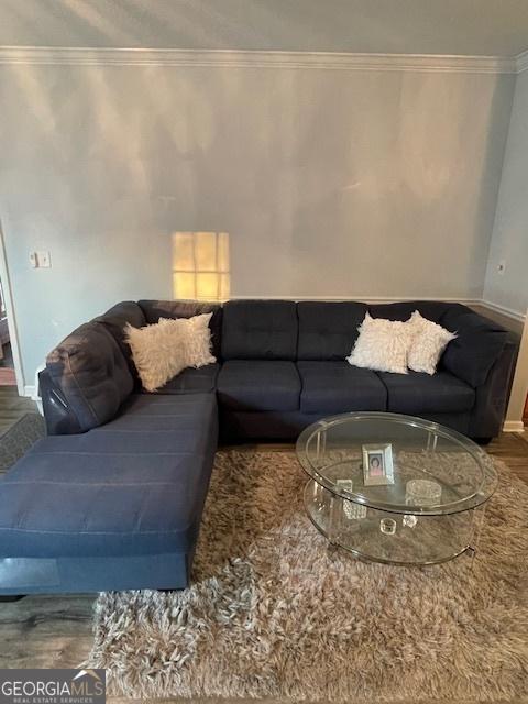 4333 Dunwoody Park Unit 2214, Atlanta, GA 30338 - living area featuring ornamental molding and wood finished floors