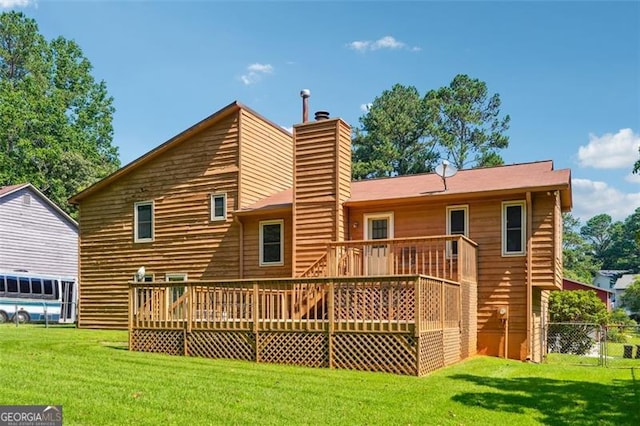 1159 Midland Dr NW, Acworth, GA 30102 - rear view of house with a deck and a chimney