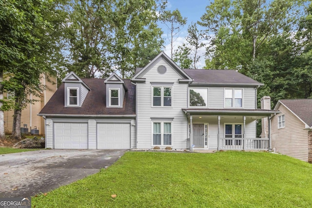 539 Riverbirch Trce, Stone Mountain, GA 30087 - view of front of home featuring driveway, a front yard, and covered porch