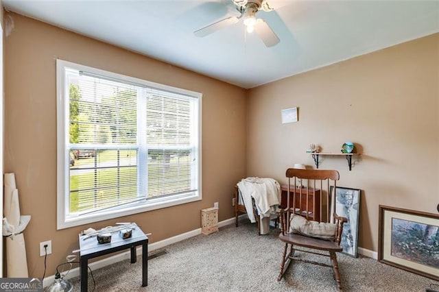 80 Jacob, Rockmart, GA 30153 - living area featuring ceiling fan and carpet