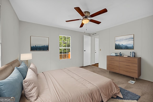 489 Berkeley Rd, Carlton, GA 30627 - carpeted bedroom featuring a ceiling fan