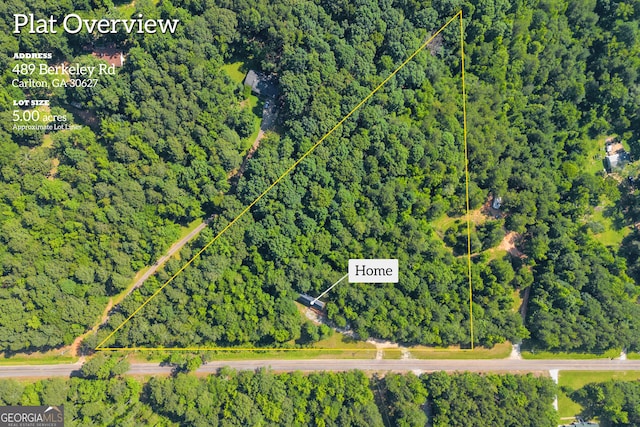 489 Berkeley Rd, Carlton, GA 30627 - aerial overview of property's location with property parcel outlined